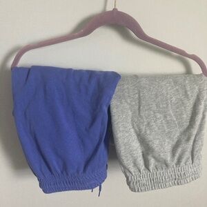 These are blue and grey sweatpants. Sizes XXL(18)